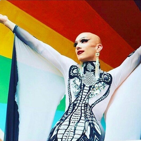 Sasha Valore on the Lyft pride parade float