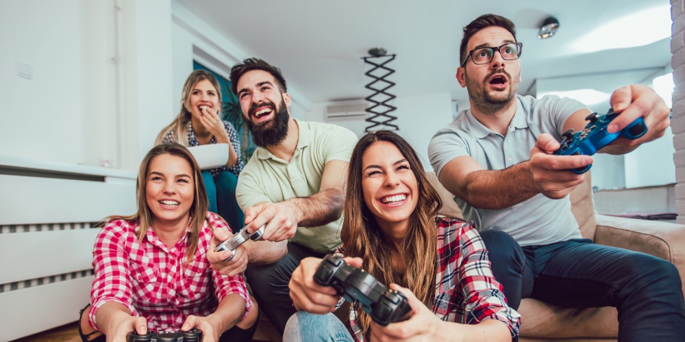 gaming influencers playing video game